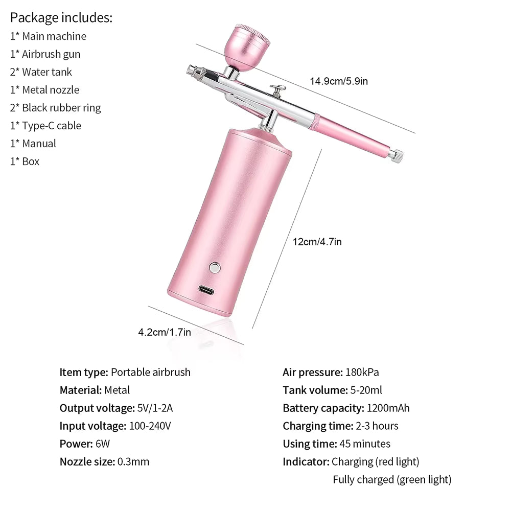 Multifunctional High-Pressure Nano Airbrush - Cordless Oxygen Spray & Precision Painter