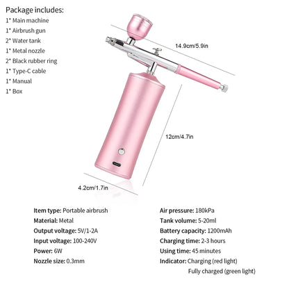 Multifunctional High-Pressure Nano Airbrush - Cordless Oxygen Spray & Precision Painter